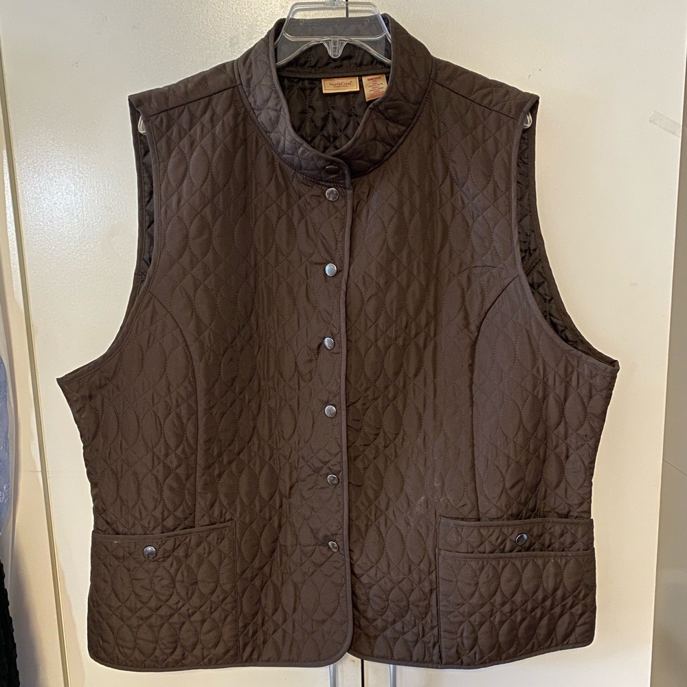 Northcrest Brown Quilted Vest 2X